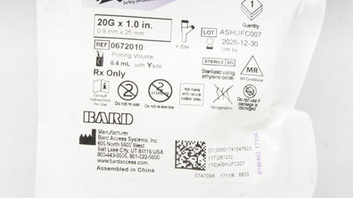Bard 0672010 Power Loc Safety Infusion Set 20G x 1.0inch, Priming Vol. 0.4mL